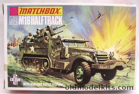 Matchbox 1/76 M16 Half Track - With Quad 50 Caliber Machine Guns with Diorama Display Base, PK78 plastic model kit